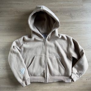 Inaka Power Crop Zip Hoodie -Tan